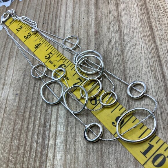 Chico's Silver Tone Round Rings Multi Strands Necklace - Picture 8 of 8